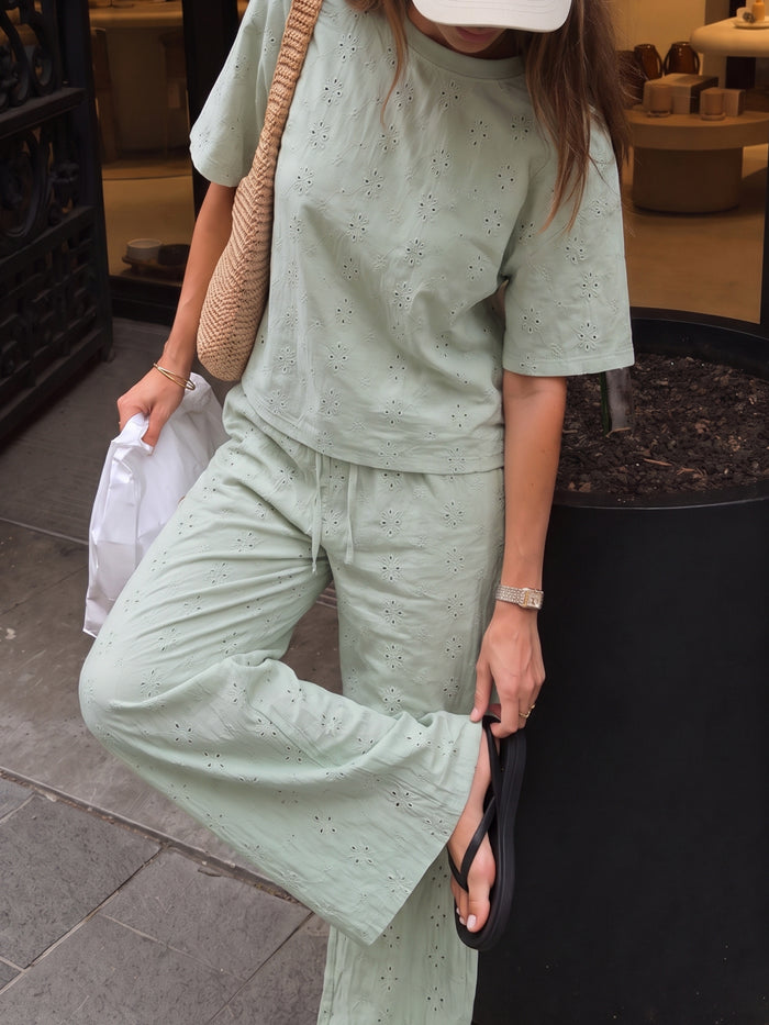 Amina Wide Leg Trousers - Sage