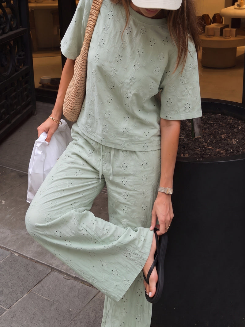 Amina Wide Leg Trousers - Sage