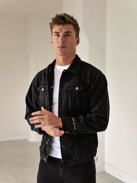 Mens black denim outlet blazer