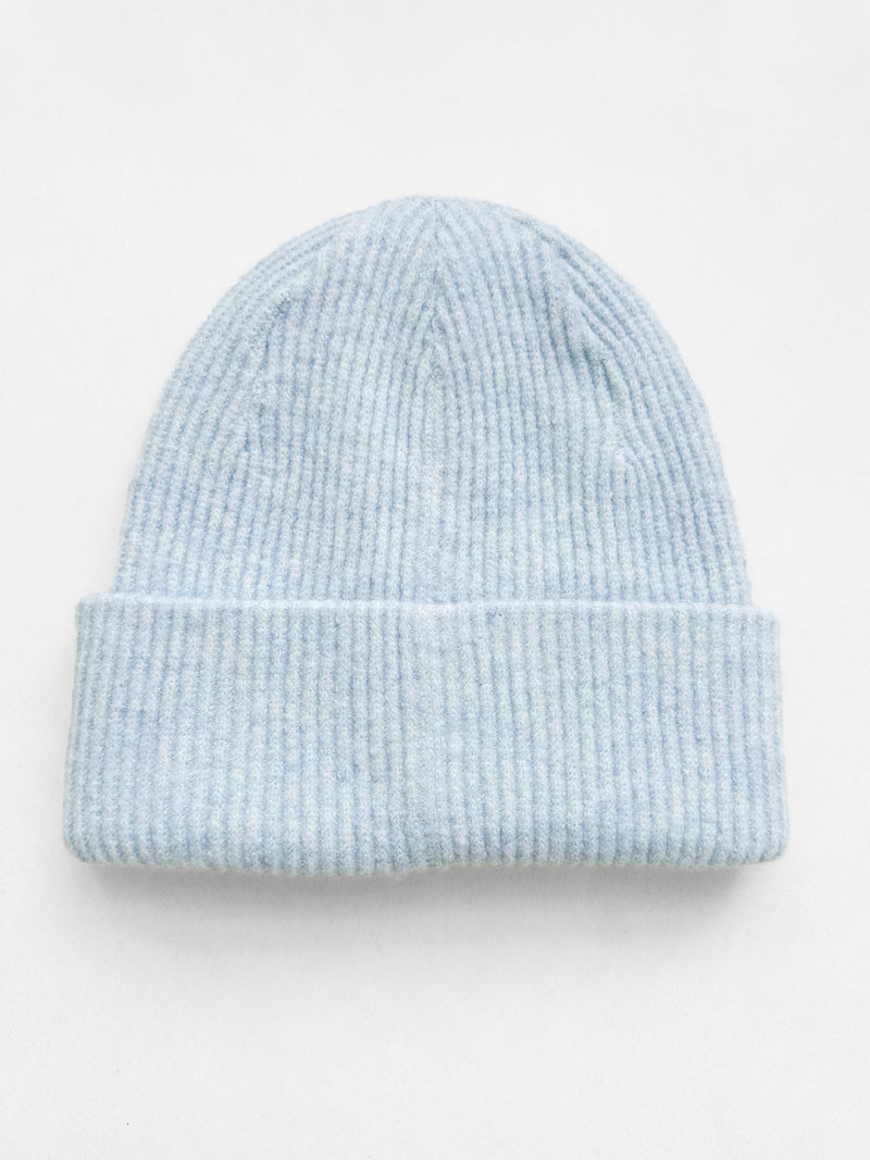 Label Knitted Beanie - Baby Blue