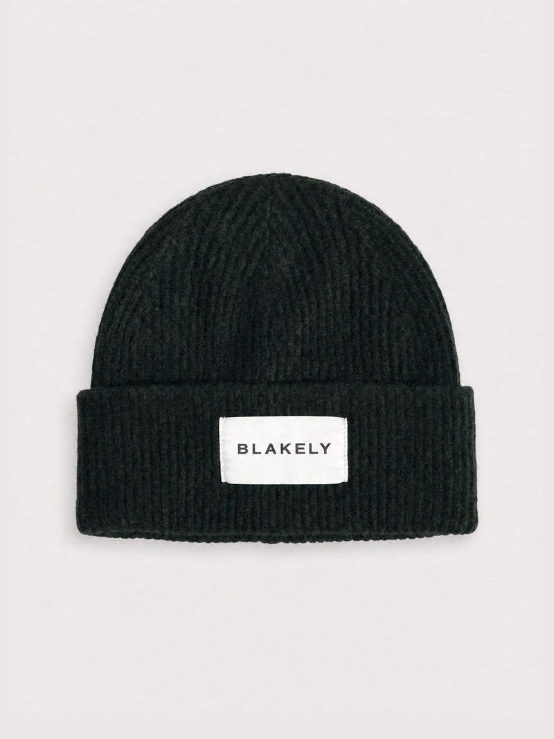 Label Knitted Beanie - Dark Green