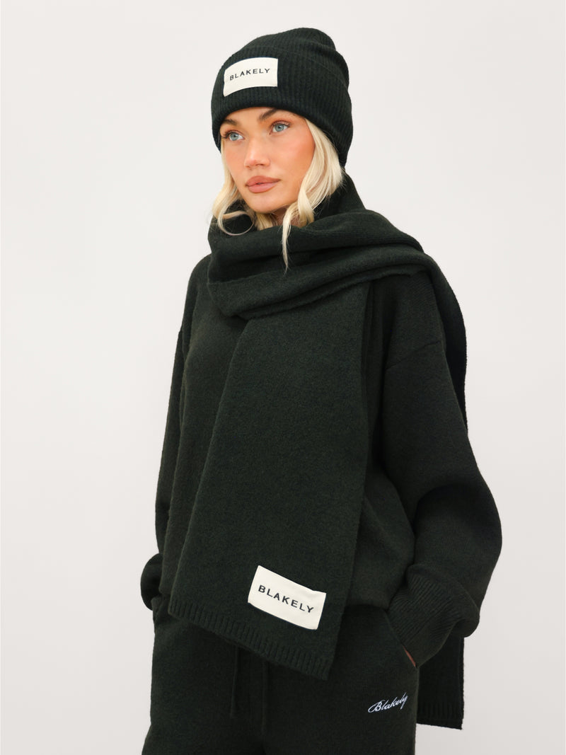 Label Knitted Beanie - Dark Green