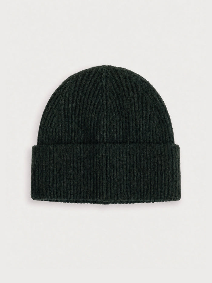 Label Knitted Beanie - Dark Green