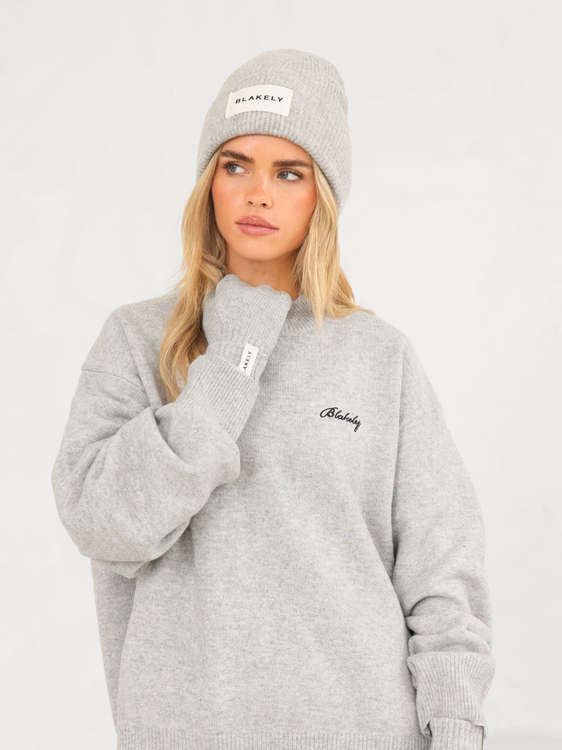 Oversized Knitted Jumper - Marl Grey