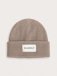 Label Knitted Beanie - Soft Brown