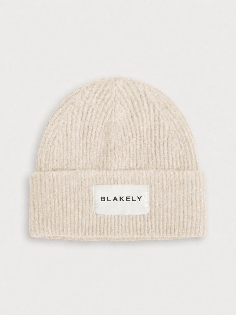 Label Knitted Beanie - Vanilla