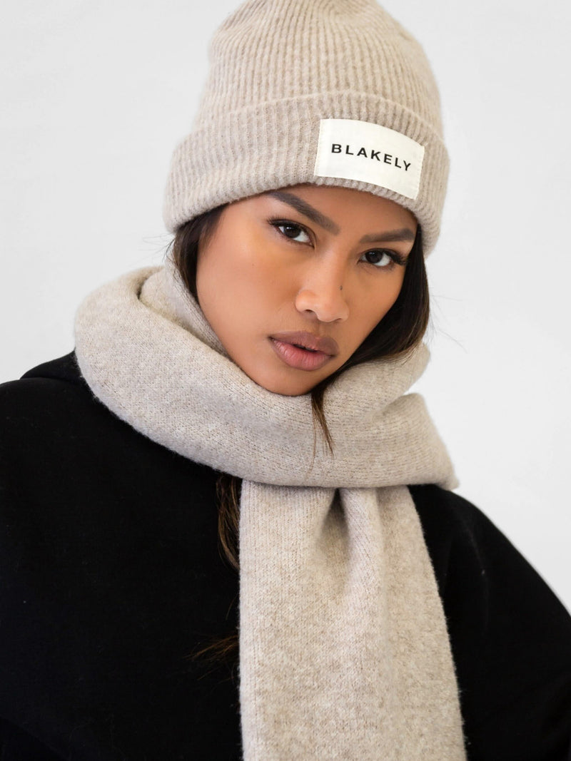 Label Knit Beanie - Toasted Taupe