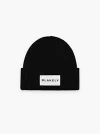 Label Knit Beanie - Black