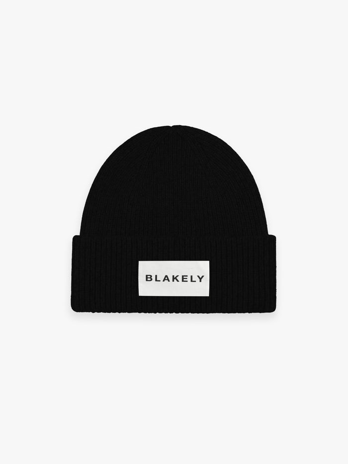 Label Knit Beanie - Black