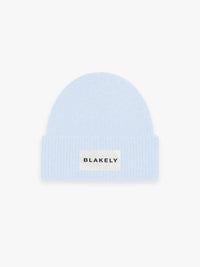 Label Knit Beanie - Baby Blue