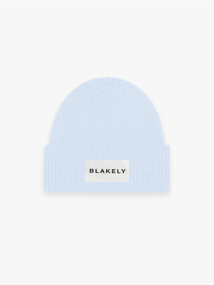 Label Knit Beanie - Baby Blue