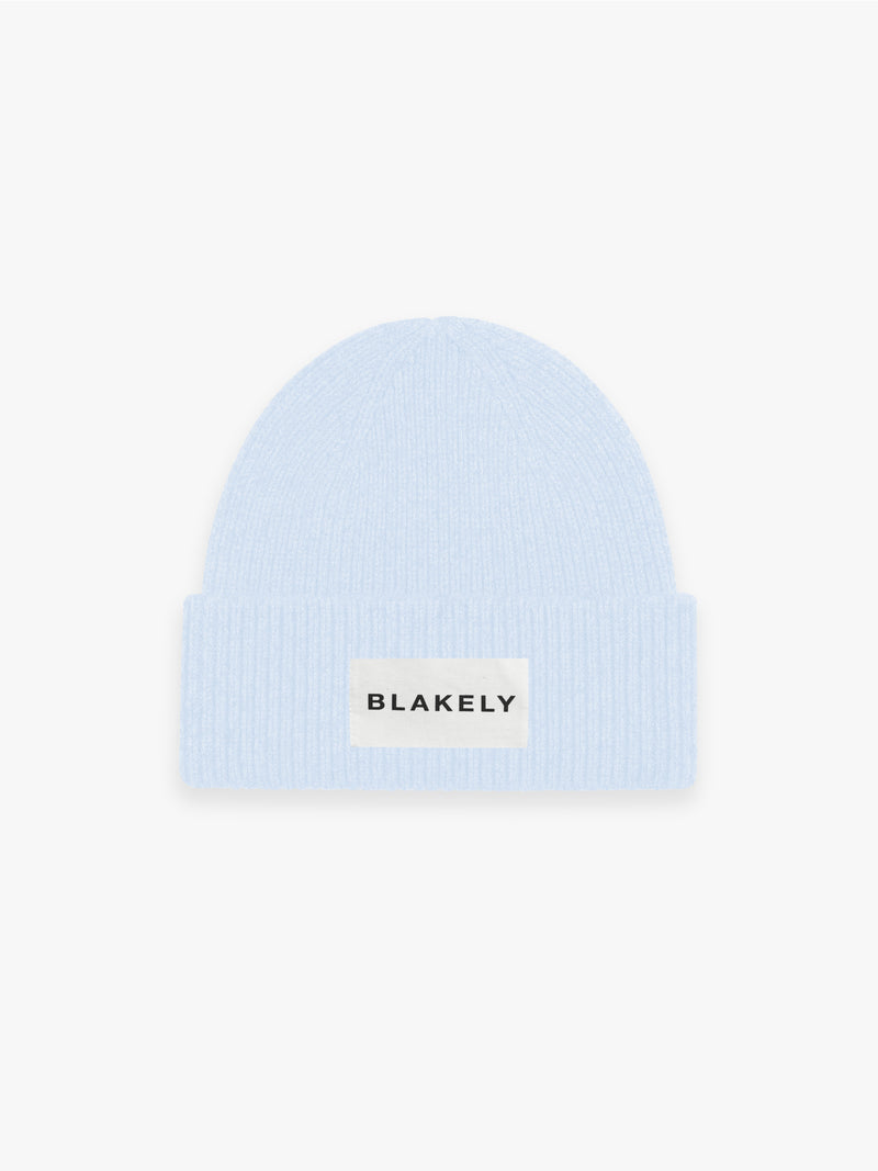 Label Knit Beanie - Baby Blue