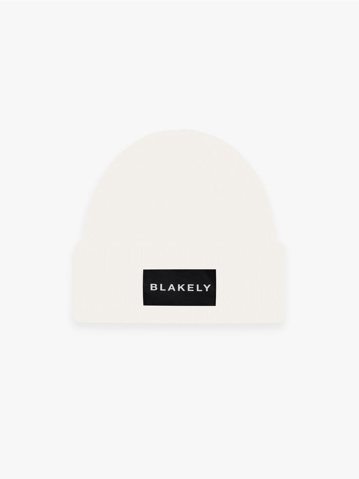 Label Knit Beanie - Cream