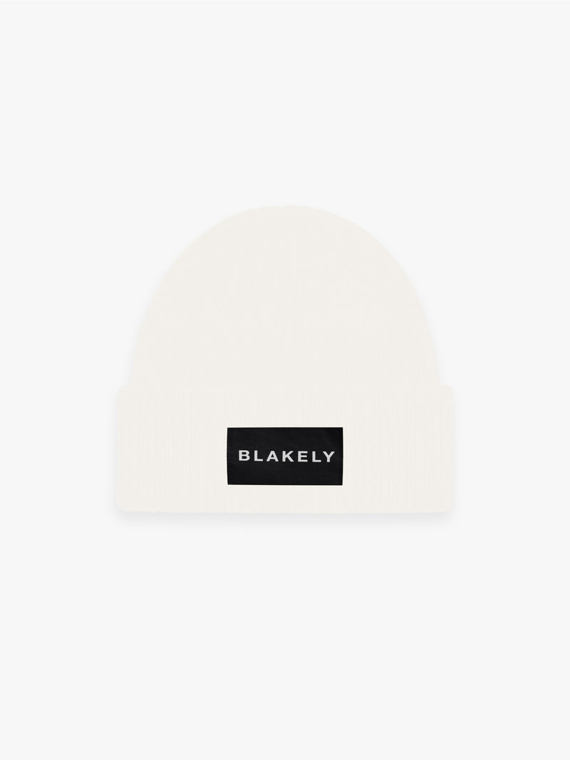 Label Knit Beanie - Cream