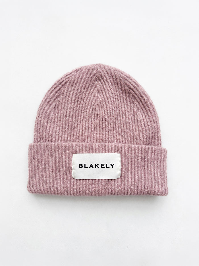 Label Knitted Beanie - Dusty Pink