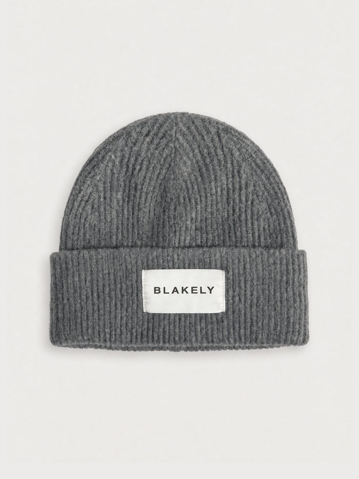 Label Knitted Beanie - Marl Charcoal