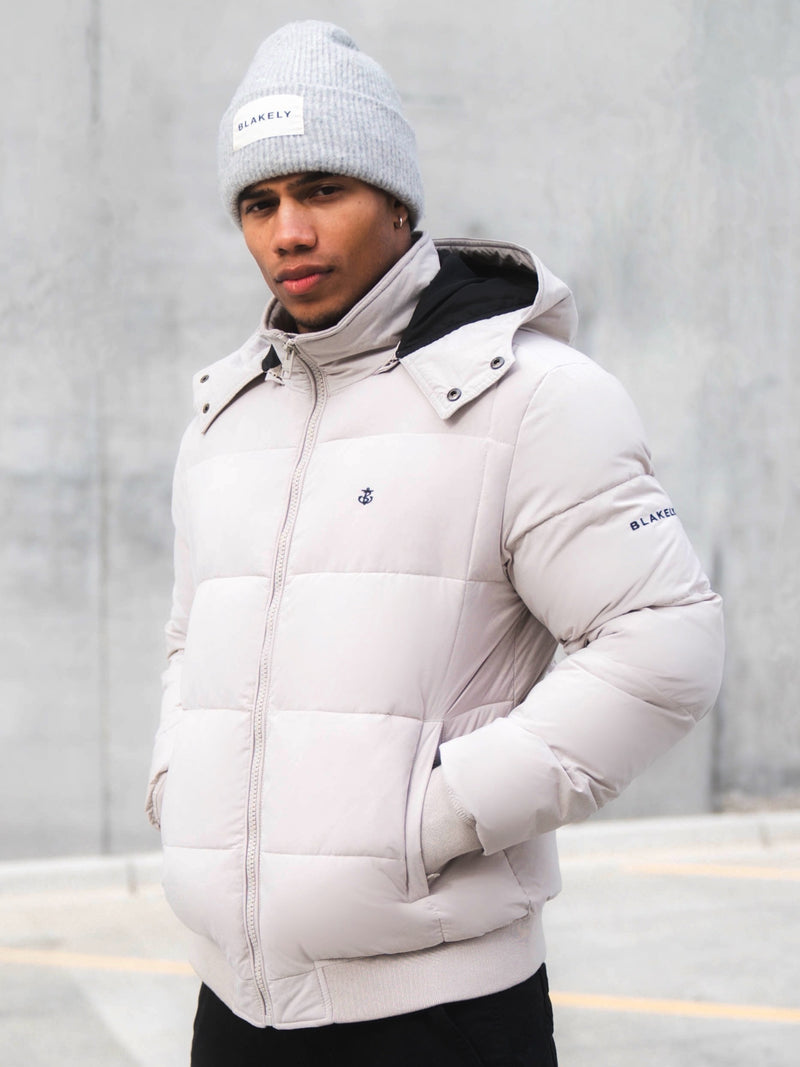 Label Knitted Beanie - Marl Grey