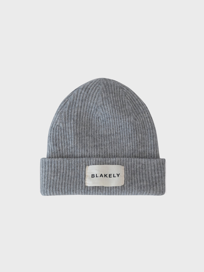 Label Knit Beanie - Marl Grey