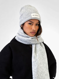 Label Knit Beanie - Marl Grey