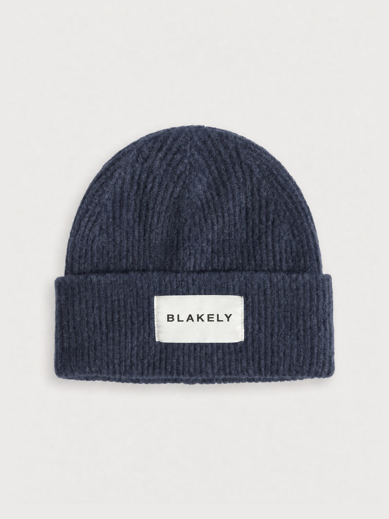 Label Knitted Beanie - True Navy