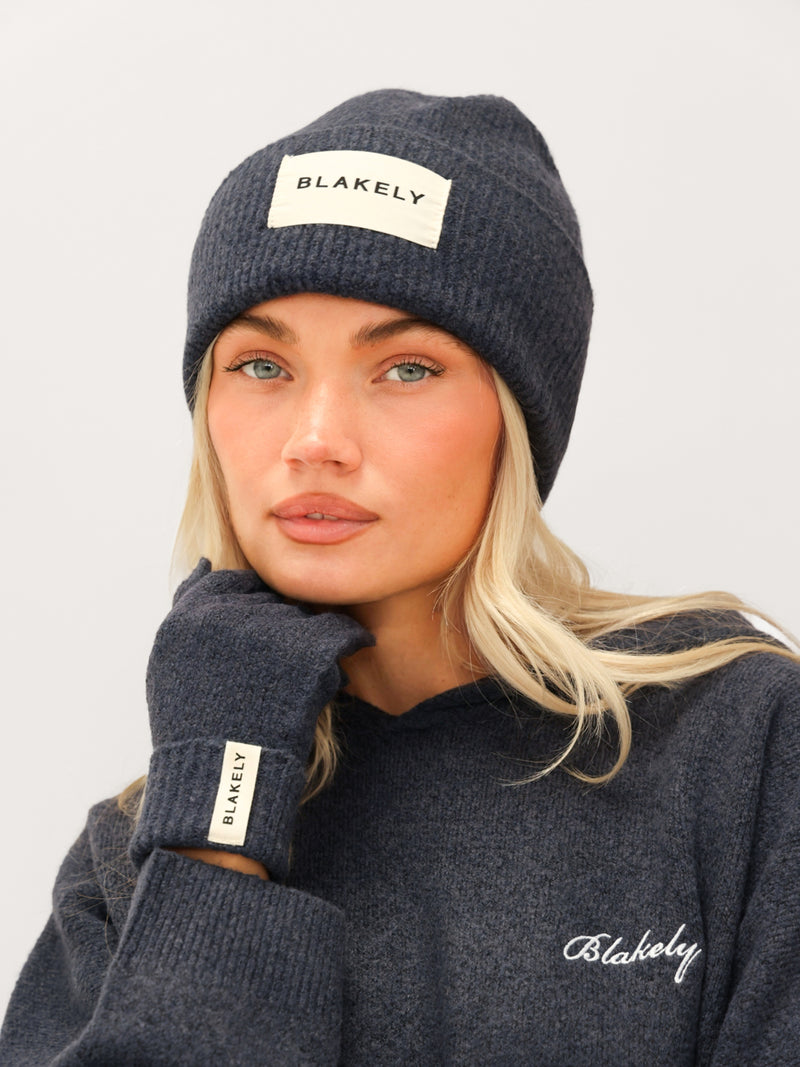 Label Knitted Beanie - True Navy