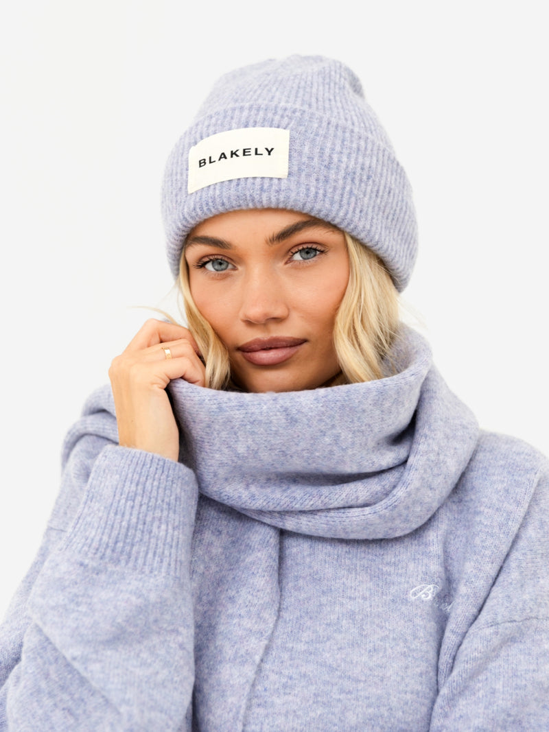 Label Knitted Scarf - Lilac