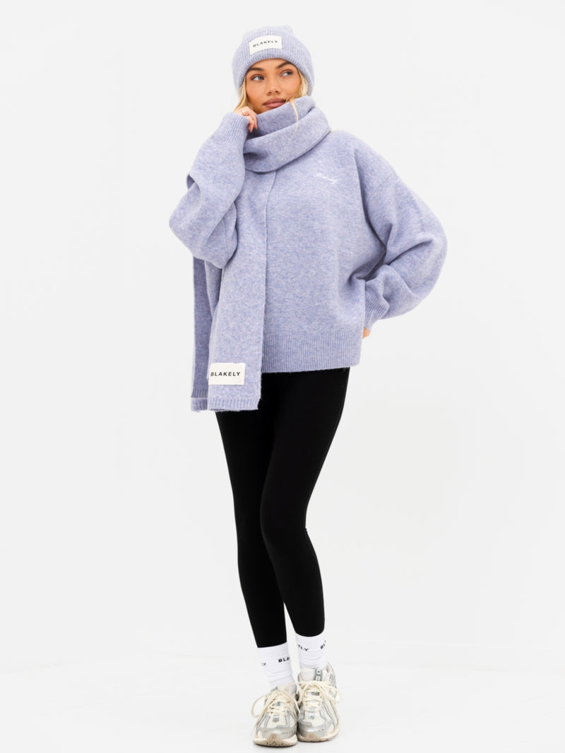 Label Knitted Scarf - Lilac