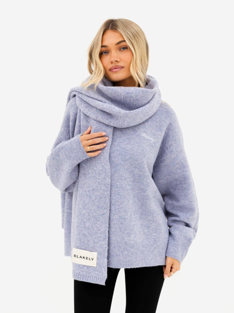 Label Knitted Scarf - Lilac