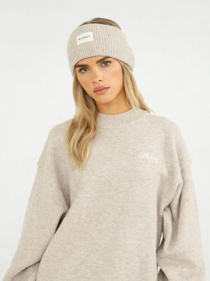 Label Knitted Headband - Toasted Taupe