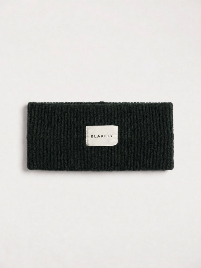 Label Knitted Headband - Dark Green