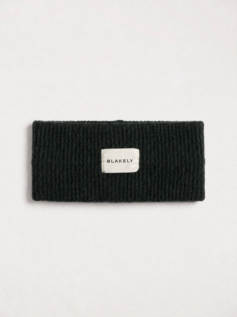 Label Knitted Headband - Dark Green