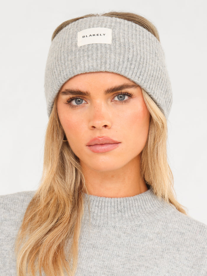 Label Knitted Headband - Marl Grey