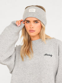 Label Knitted Headband - Marl Grey
