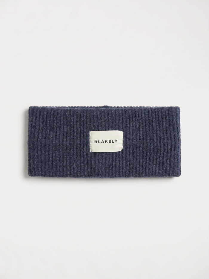 Label Knitted Headband - True Navy