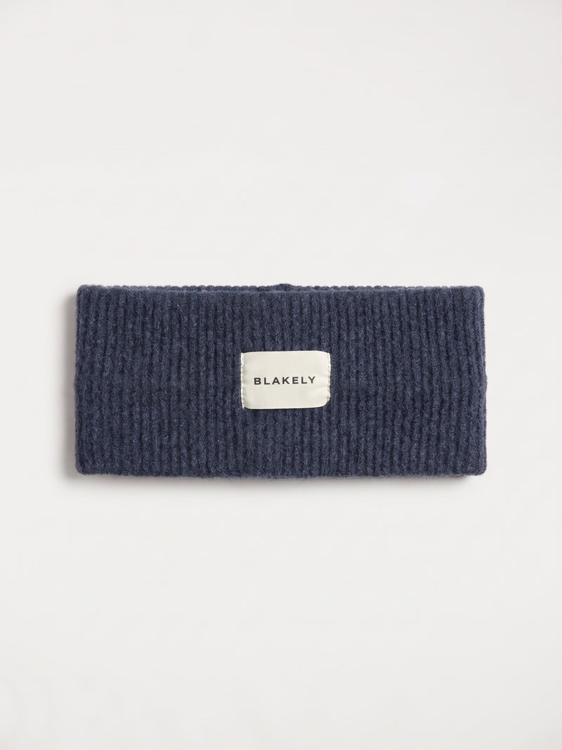Label Knitted Headband - True Navy