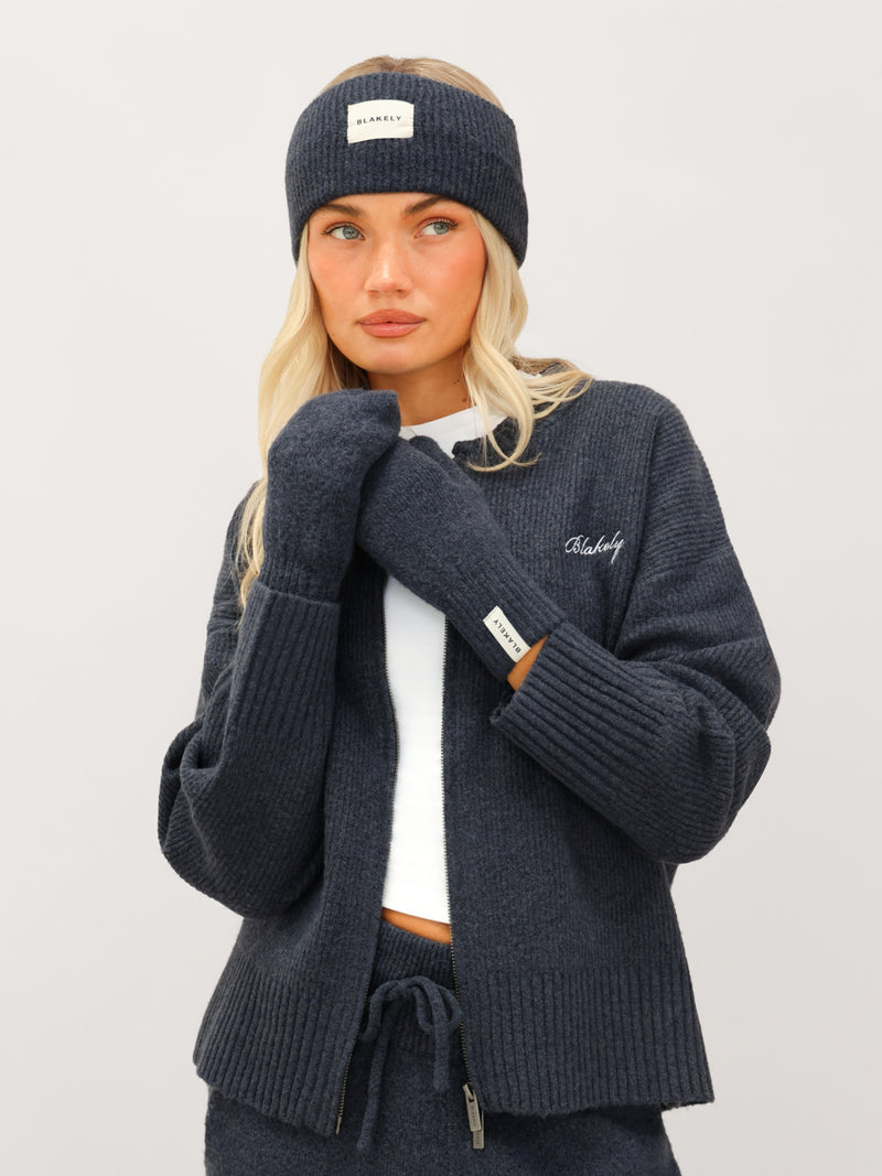 Label Knitted Headband - True Navy