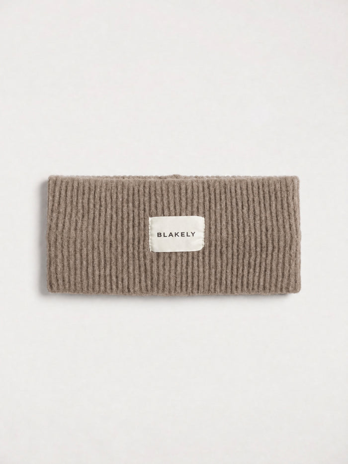 Label Knitted Headband - Soft Brown