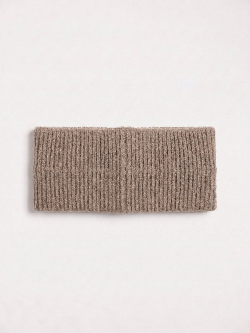 Label Knitted Headband - Soft Brown