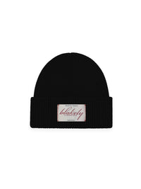 Script Label Knit Beanie - Black