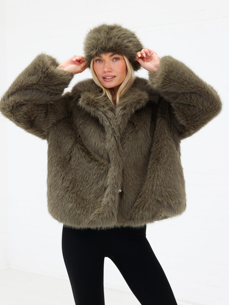 Gigi Faux Fur Headband - Green