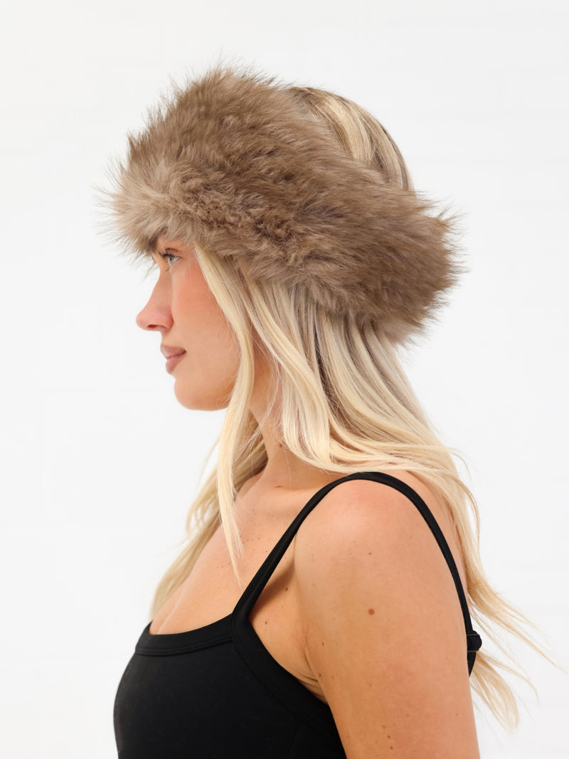 Gigi Faux Fur Headband - Light Brown