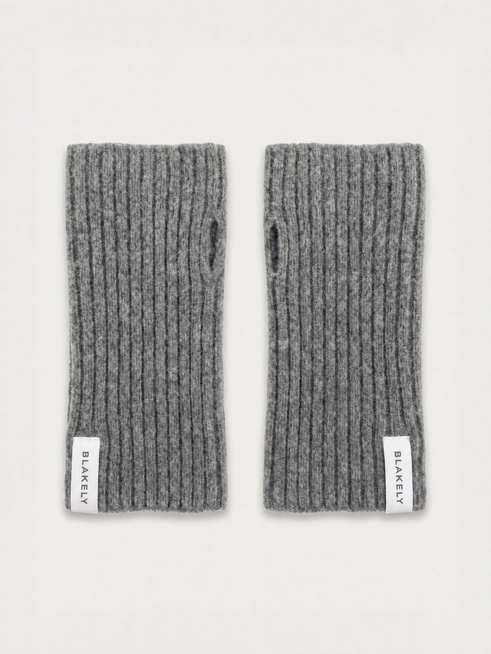Label Knitted Wrist Warmers - Marl Charcoal