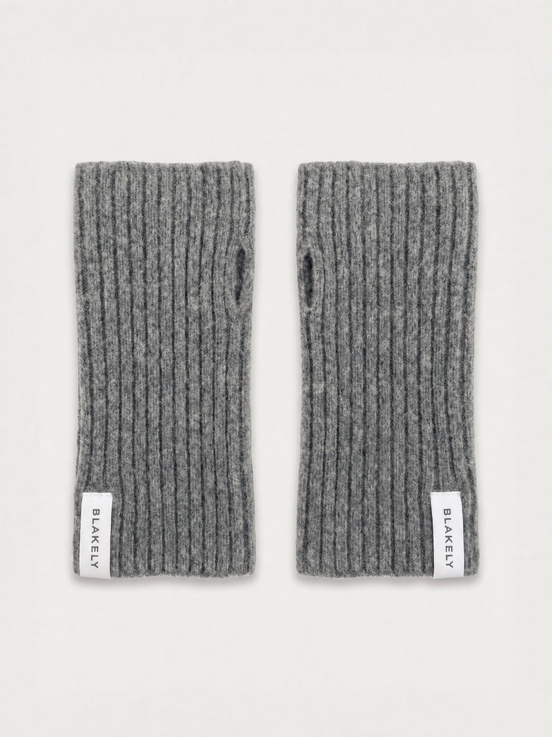 Label Knitted Wrist Warmers - Marl Charcoal