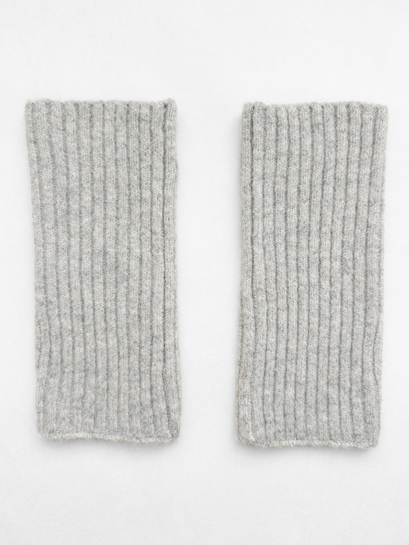 Label Knitted Wrist Warmers - Marl Grey
