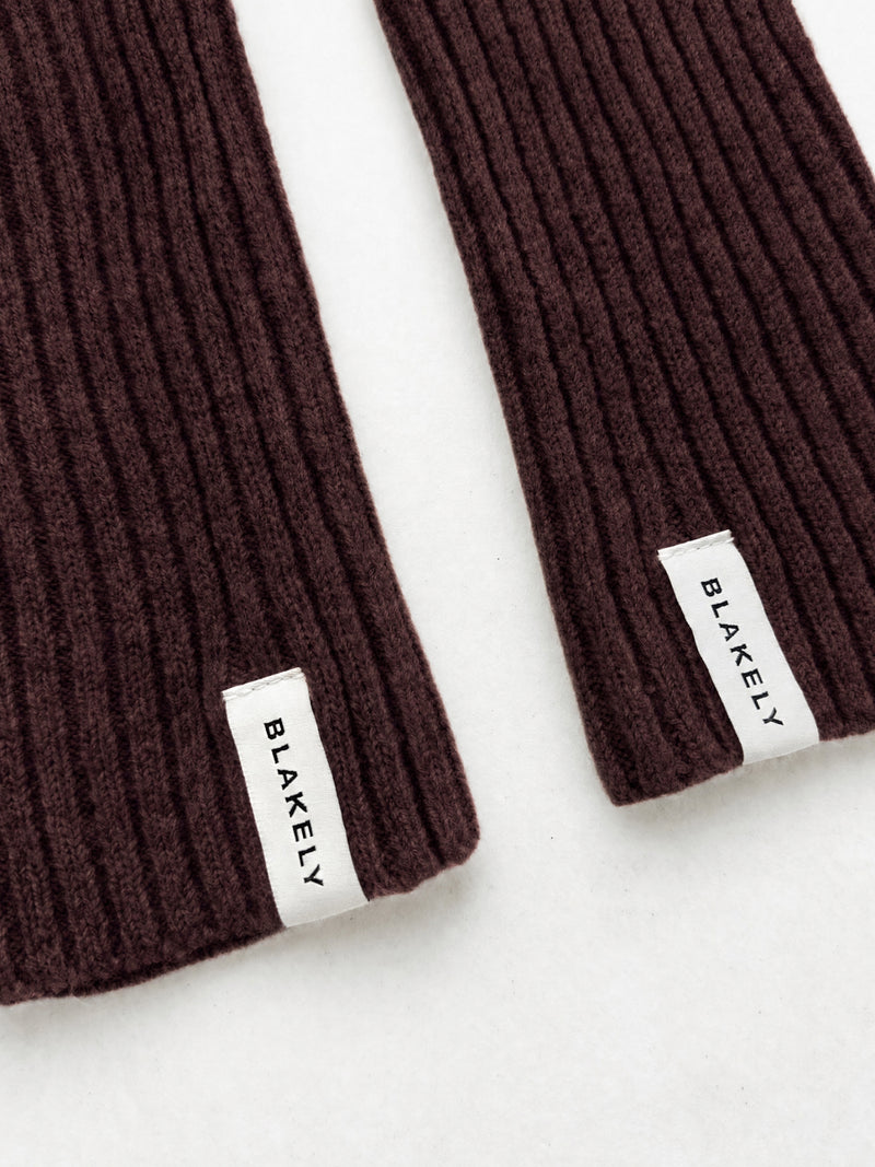 Label Knitted Wrist Warmers - Dark Mulberry