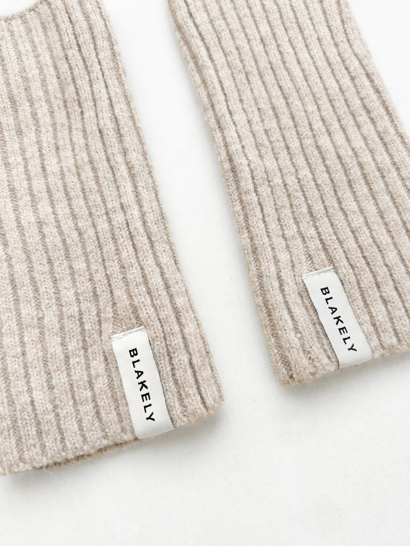 Label Knitted Wrist Warmers - Toasted Taupe