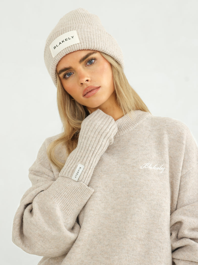 Label Knitted Wrist Warmers - Toasted Taupe