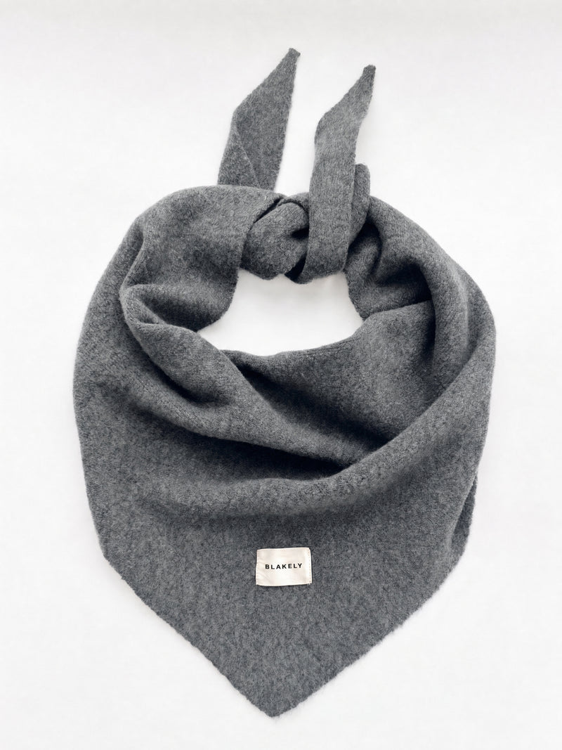 Label Knitted Triangle Scarf - Marl Charcoal
