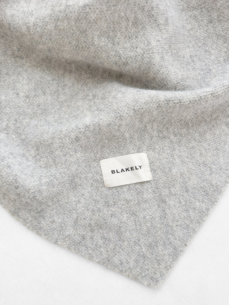 Label Knitted Triangle Scarf - Marl Grey