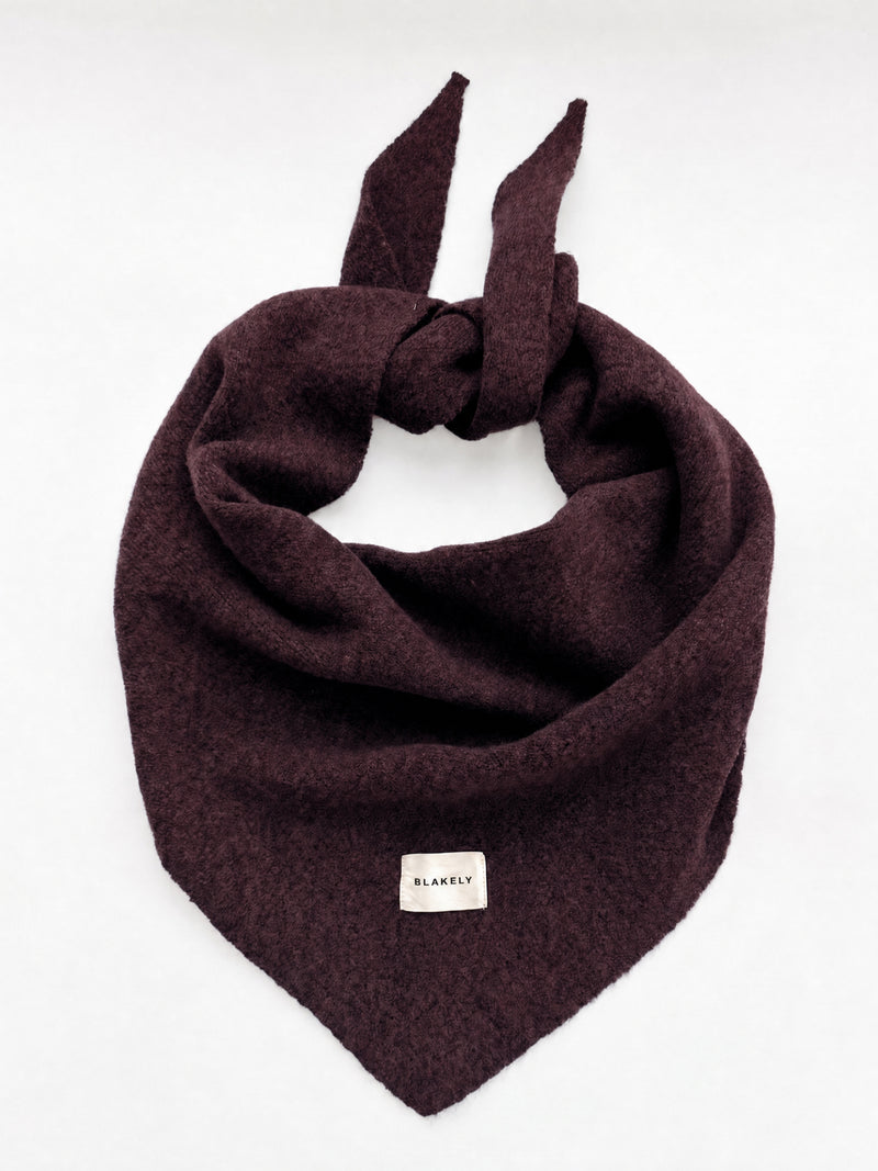 Label Knitted Triangle Scarf - Dark Mulberry